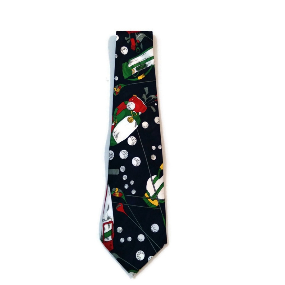 Florence & K Inc Navy Blue Golfer Bag Silk Neck Tie